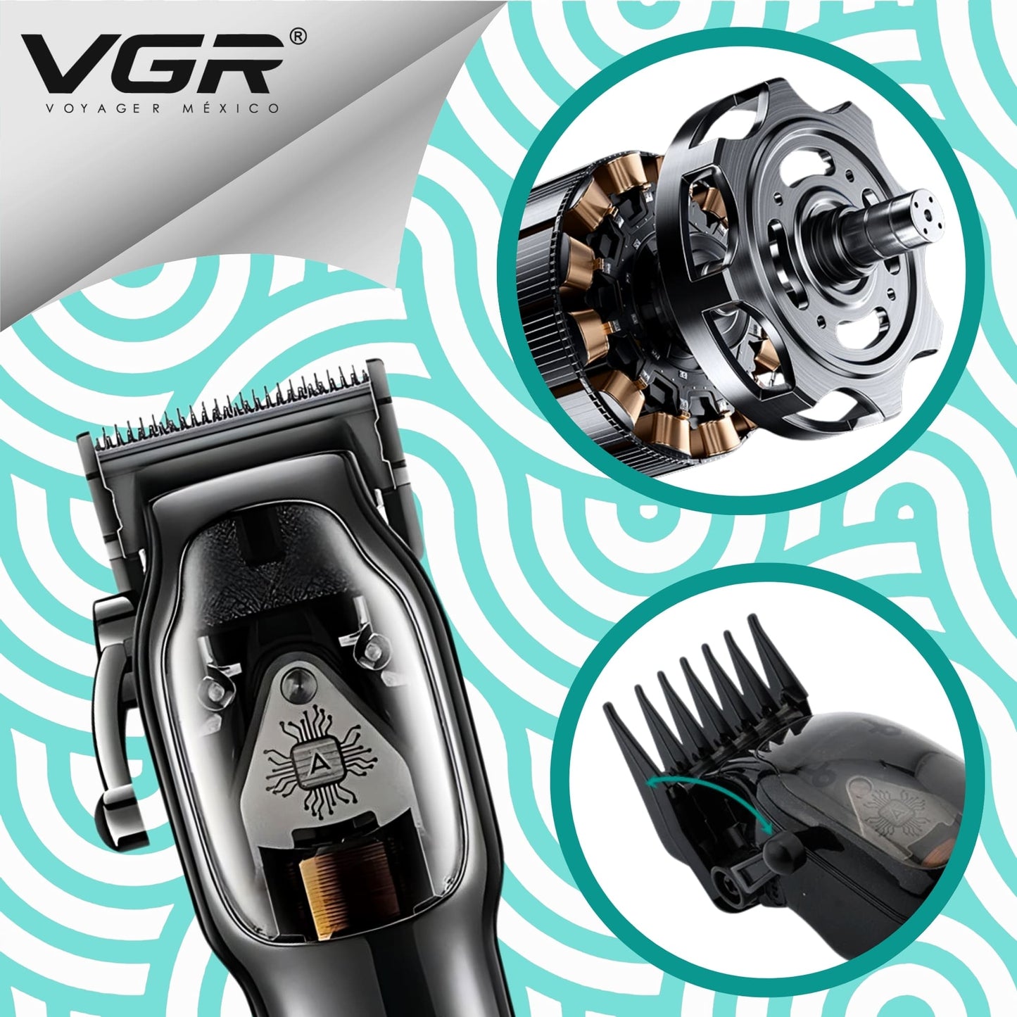 Maquina Para Cortar Cabello Pelo VGR V-002 Motor Magnético