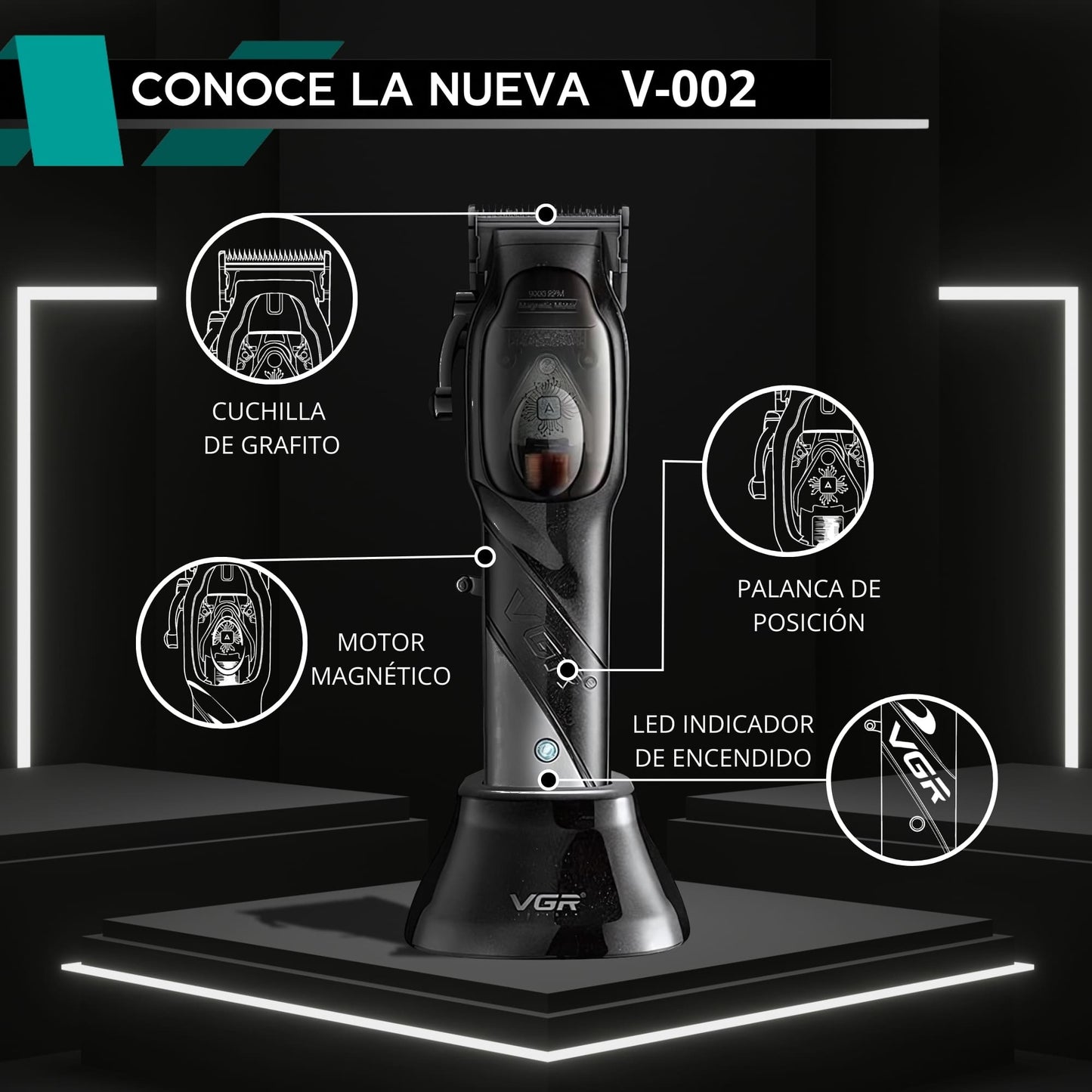 Maquina Para Cortar Cabello Pelo VGR V-002 Motor Magnético