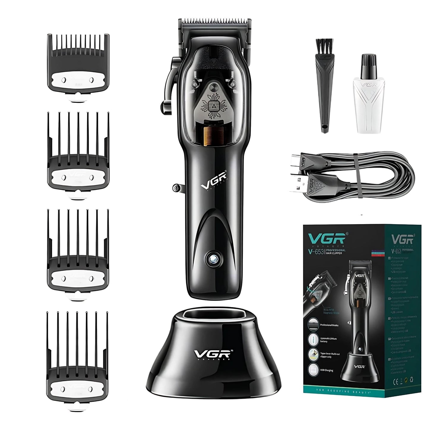 Maquina Para Cortar Cabello Pelo VGR V-653 Motor Magnético