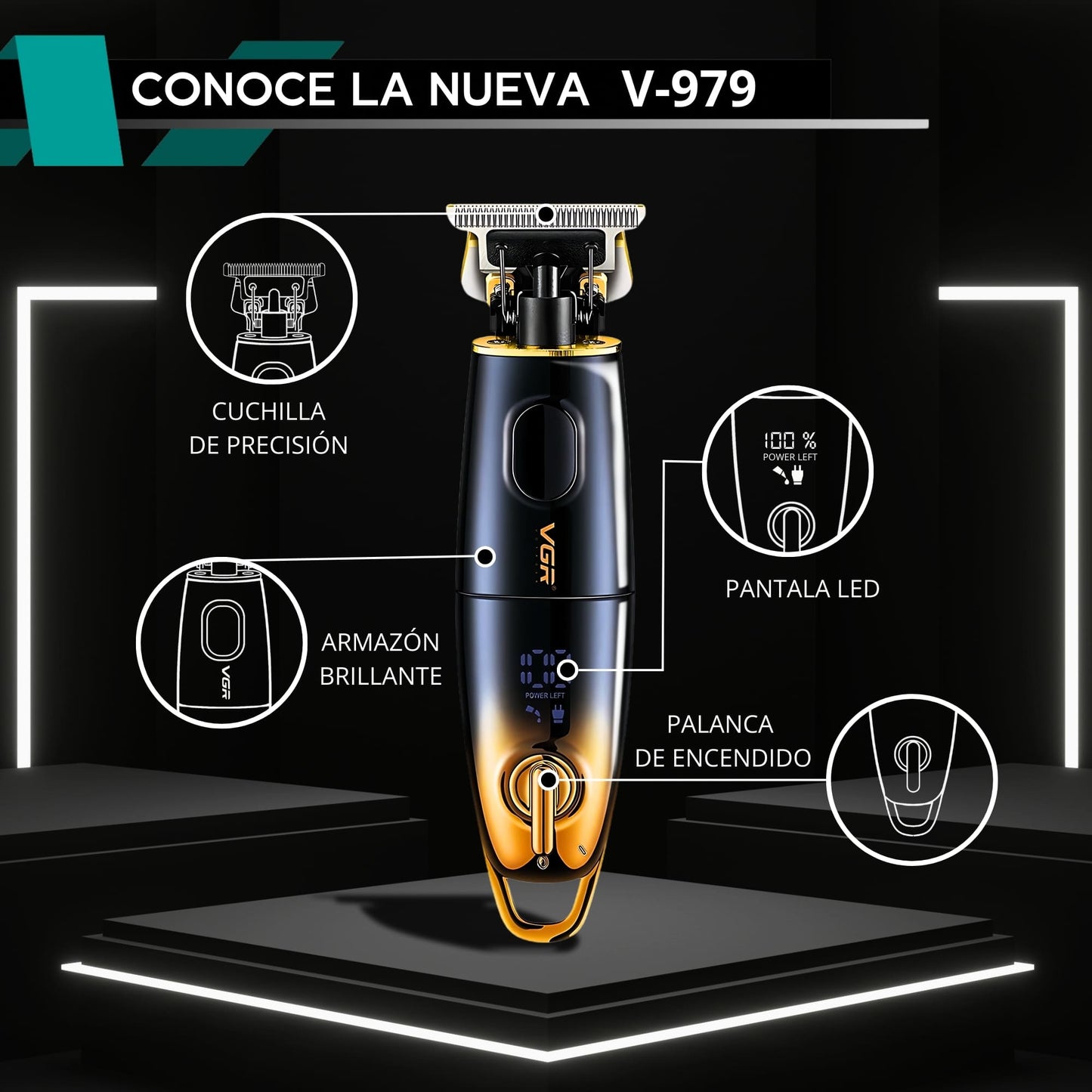 Maquina Para Cortar Cabello VGR V-979 Trimmer Perfiladora