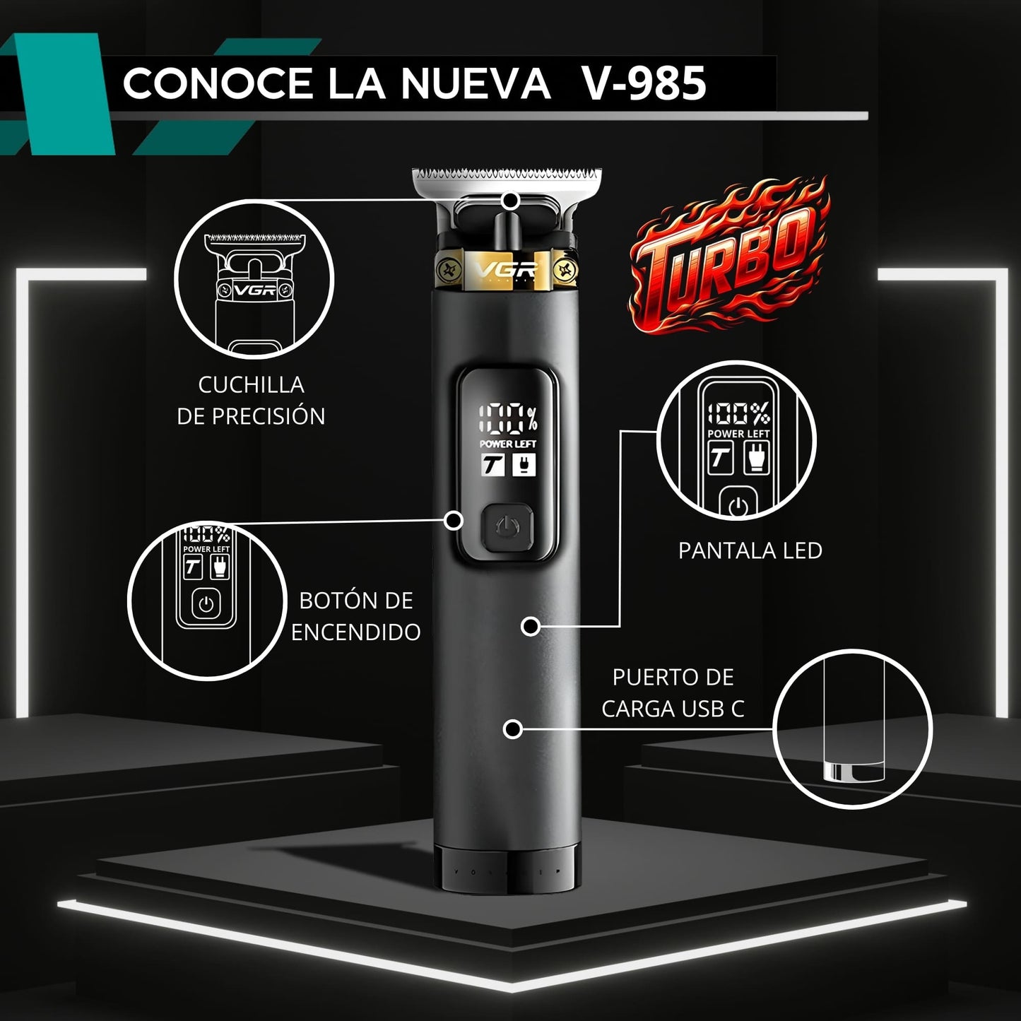 Maquina Para Cortar Cabello VGR V-985 Trimmer Perfiladora